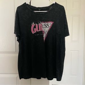 Guess Gray Acid Wash Logo Tee